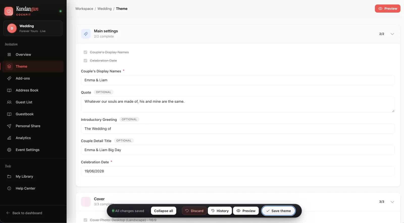 Kundangi dashboard preview